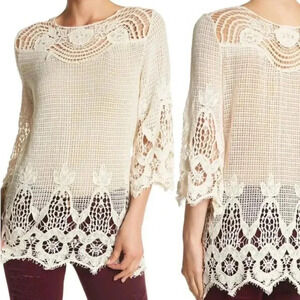 FORGOTTEN GRACE Crochet Bell Sleeve Tunic M